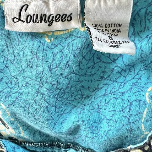 Vintage Loungees Small Blue Butterfly Mumu House Sleep Dress Kaftan Pockets - Picture 12 of 14